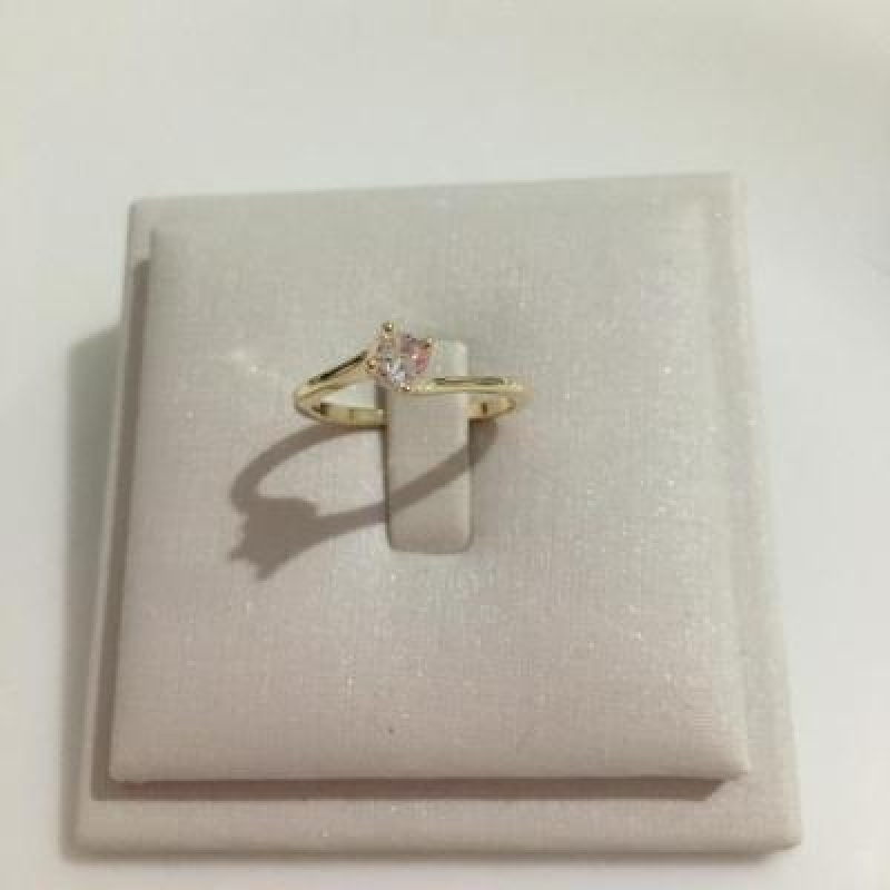 Anel Solitário Banhado a Ouro 18k