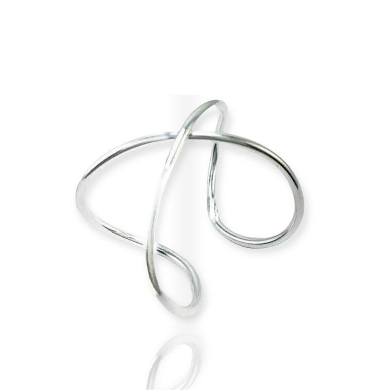 Anel X Ajustável Banhado a Ródio Branco