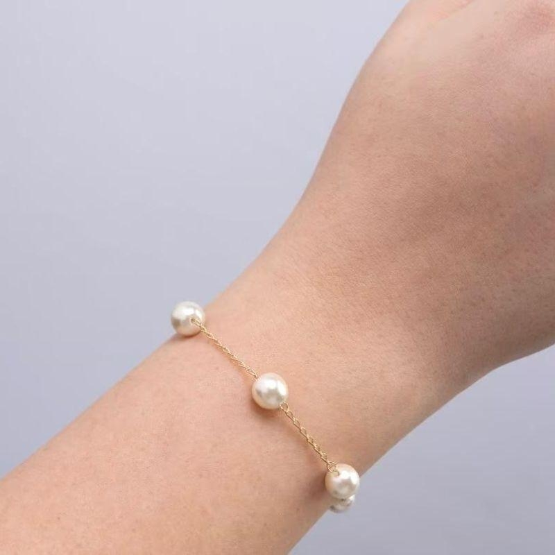 Pulseira 4 Pérolas 10mm 19cm Banhada a Ouro 18k