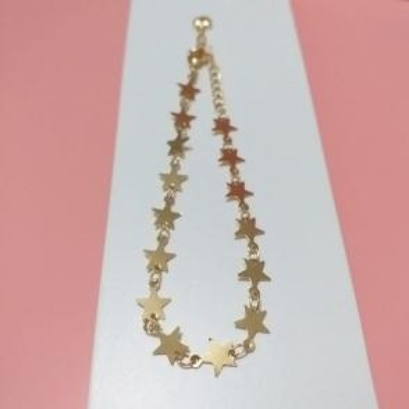 Pulseira Elos Estrela 15cm + 5cm Banhada a Ouro 18k