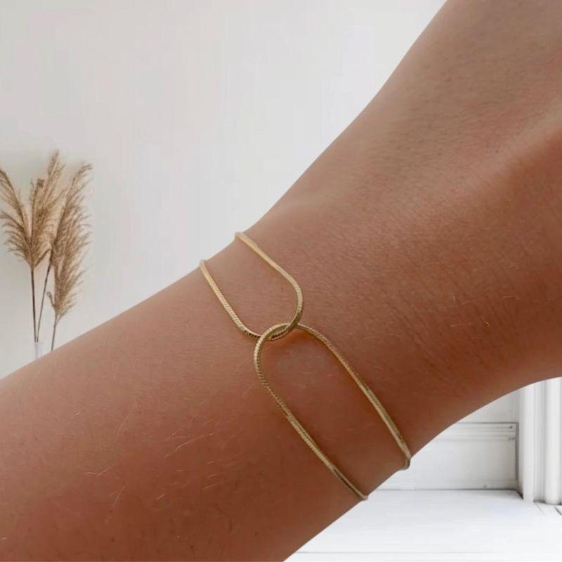Pulseira Entrelaçada 15cm + 5cm Banhada a Ouro 18k