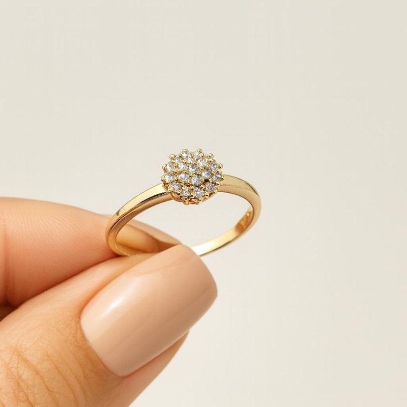 Anel Chuveirinho Cravejado Banhado a Ouro 18k