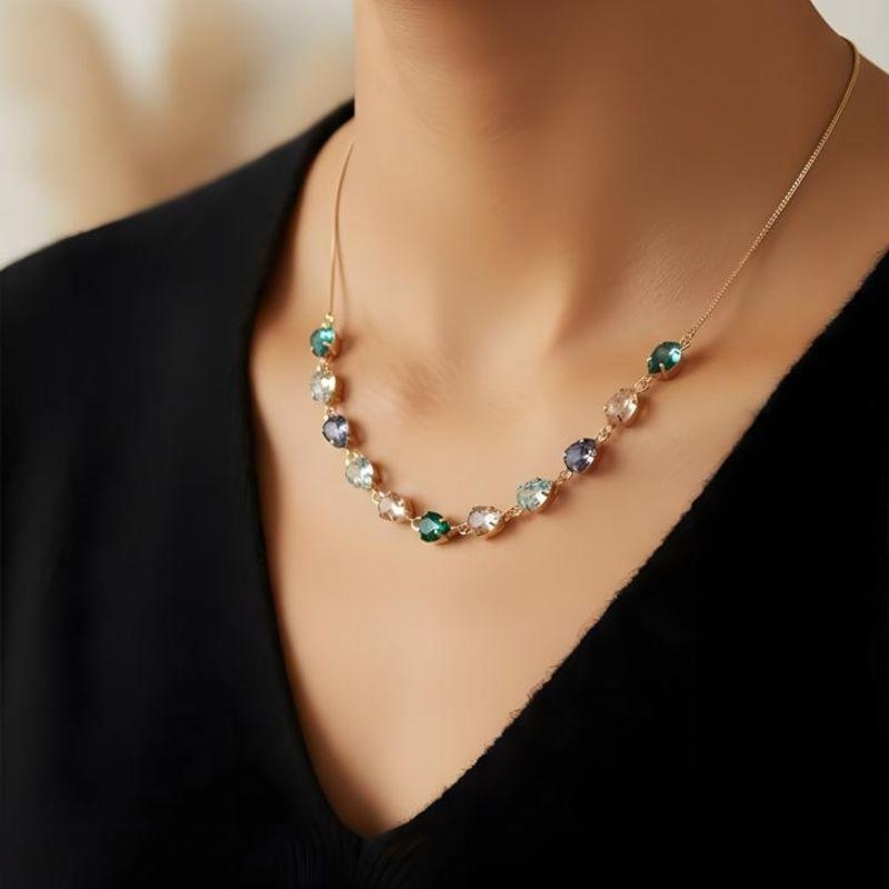 Colar 9 Gotas Colors 40cm + 5cm Extensor Banhado a Ouro 18k