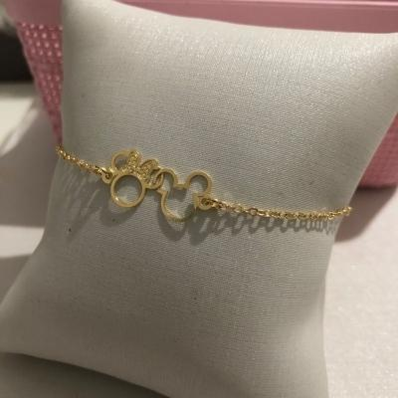 Pulseira Infantil Mickey e Minnie Banhado a Ouro 18k