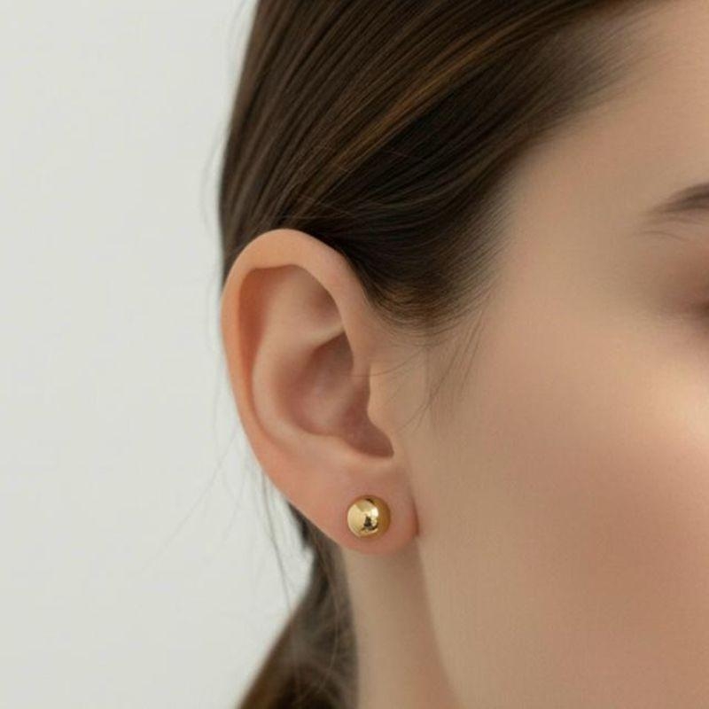 Brinco Bola Lisa 8mm Banhada a Ouro 18k