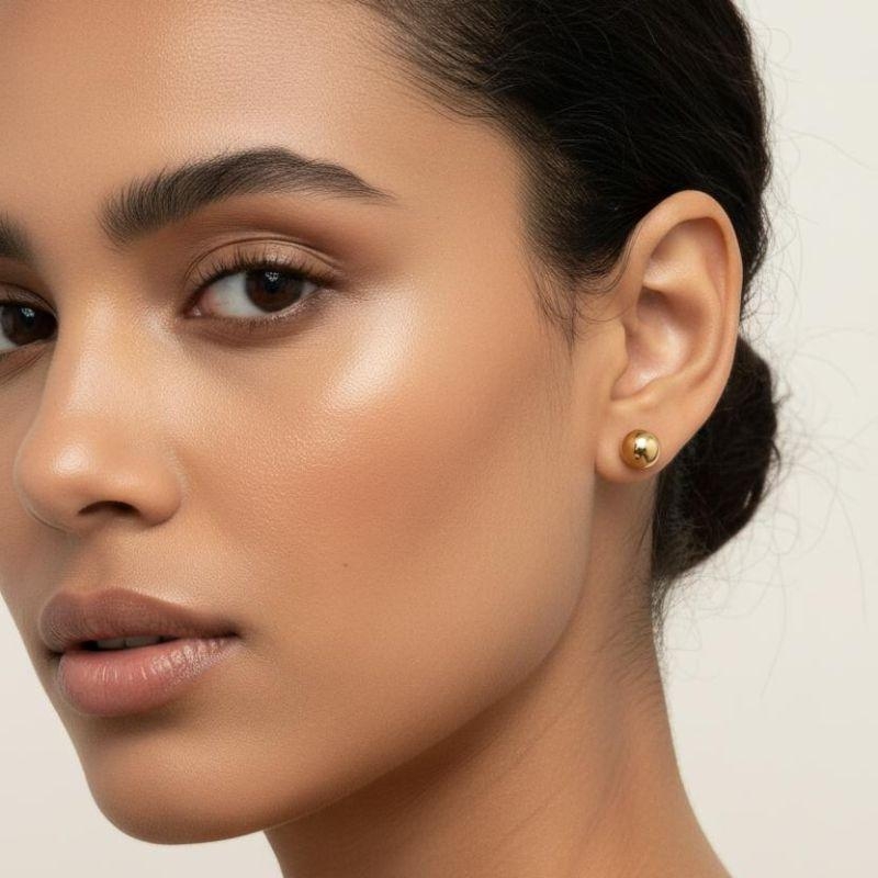 Brinco Bola Lisa 10mm Banhada a Ouro 18k