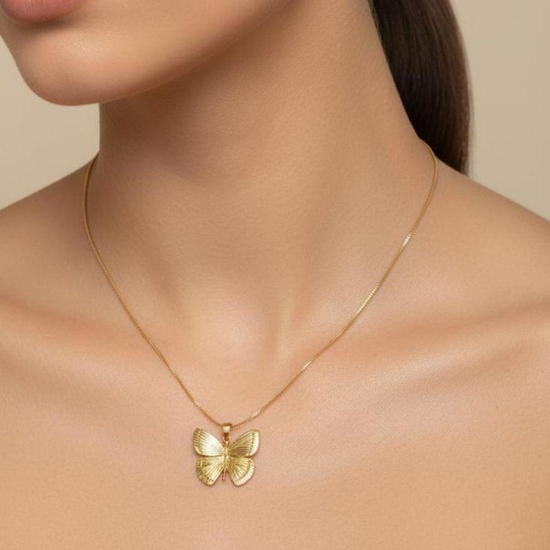 Colar Borboleta 45cm Banhado a Ouro 18k