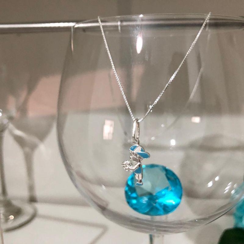 Colar Menino Resinado 45cm Prata 925