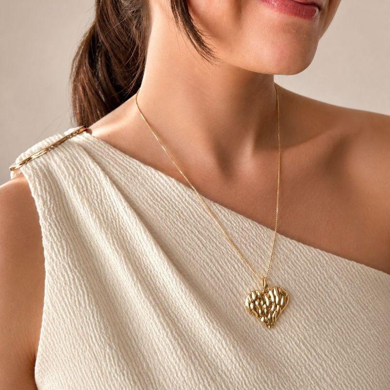 Colar Coração Orgânico 50cm Banhado a Ouro 18k