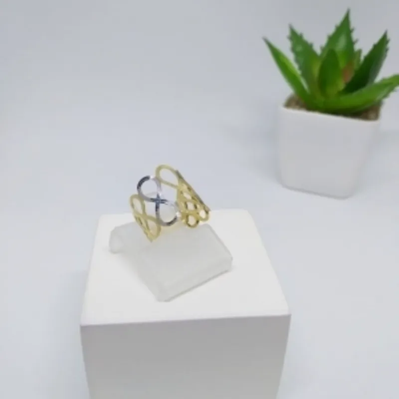 Anel Aro Infinito Ródio e Banho Ouro18k