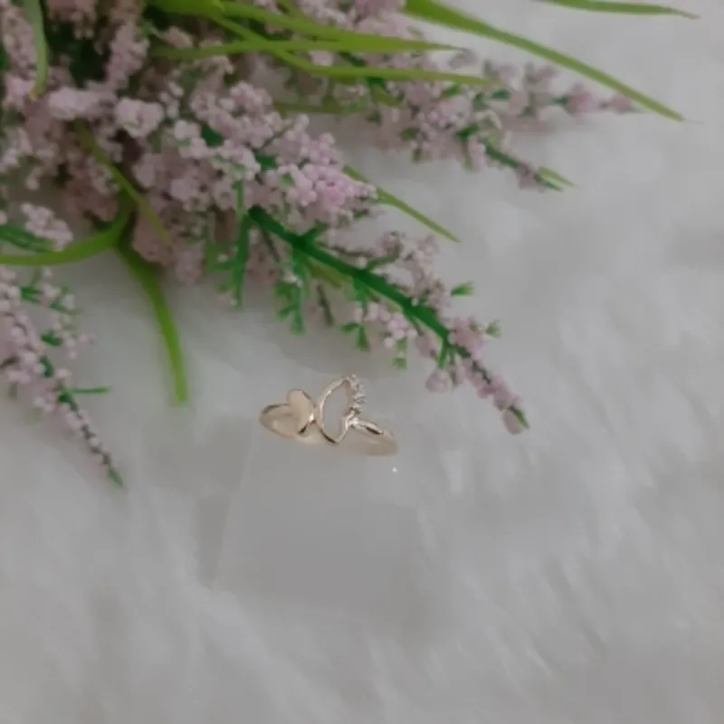 Anel Falange Borboleta com Micro Zircônias Banhado a Ouro 18k
