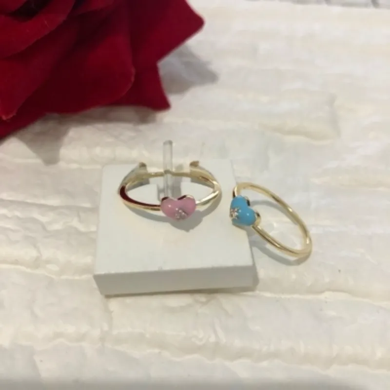 Anel Falange Coração Resinado Banhado a Ouro 18k