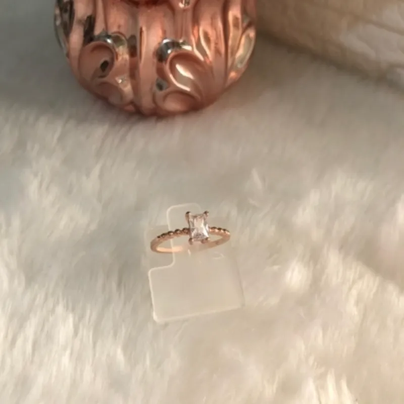 Anel Ouro Rose Solitário Zircônia Quadrada