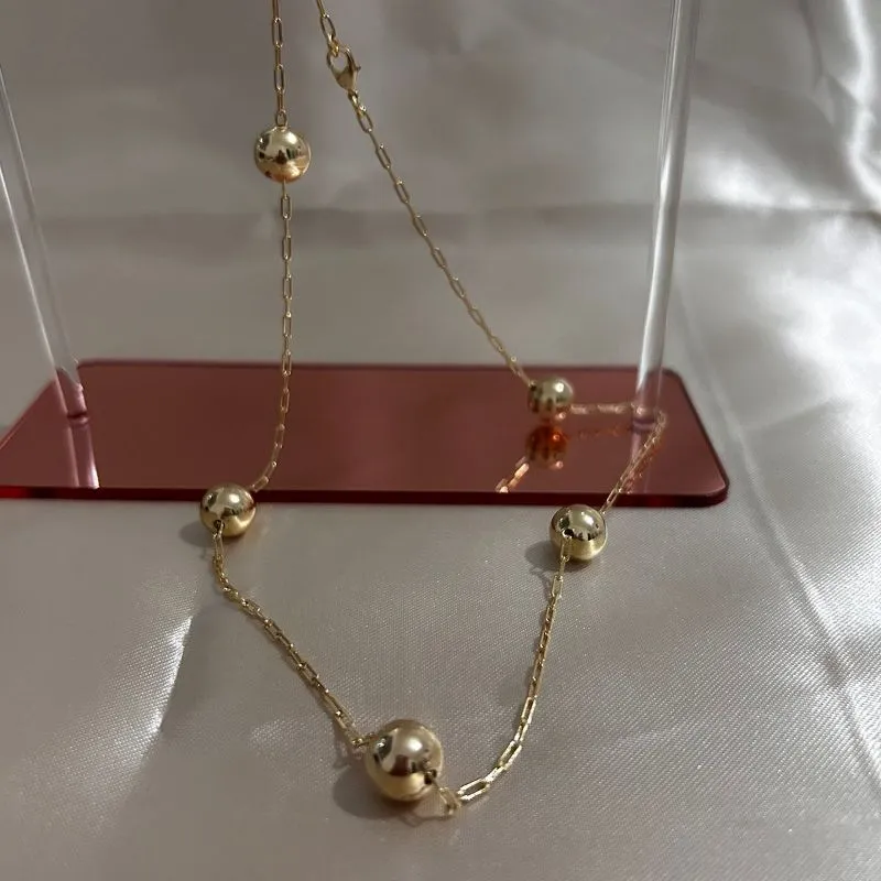 Colar Cartier com 5 Bolas Lisas 45cm Banhado a Ouro 18k