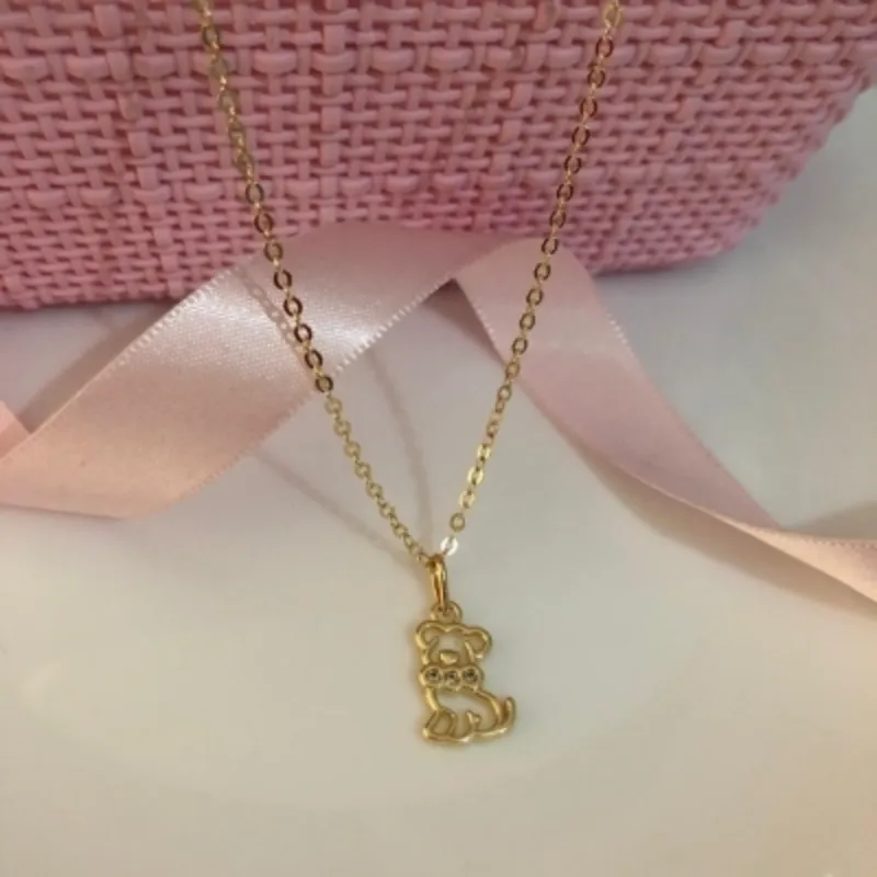 Colar Infantil 35cm Pet Cachorro Banhado a Ouro 18k