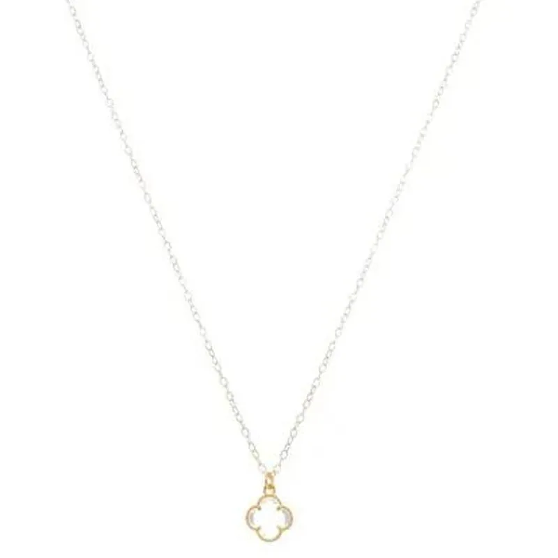 Colar Infantil Trevo Cristal 35cm Banhado a Ouro 18k