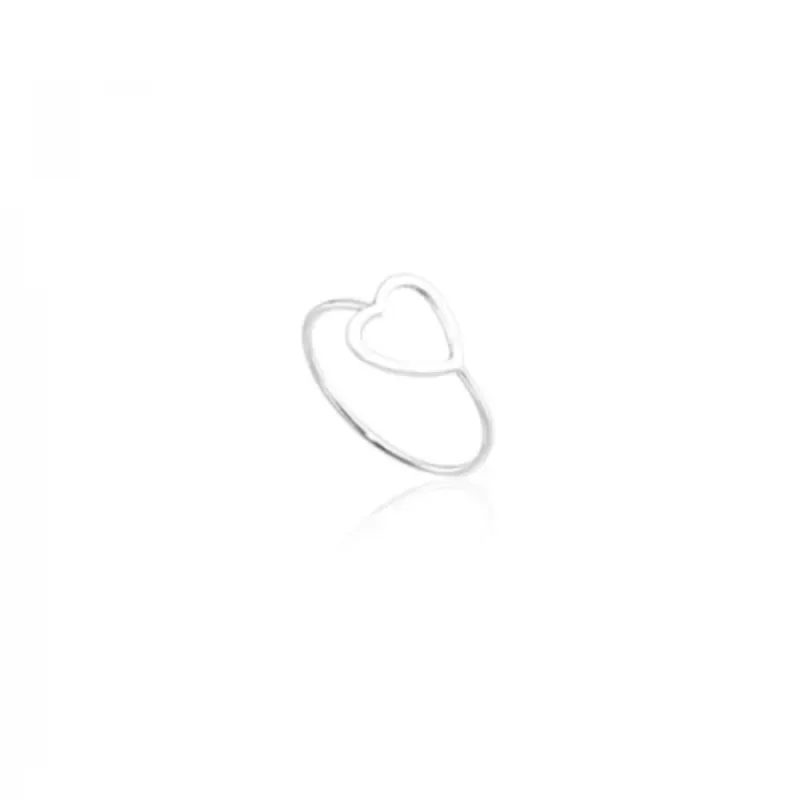 Anel Coração Vazado Horizontal Prata 925