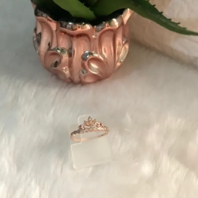 Anel Coroa Cravejada Banhada a Ouro 18k