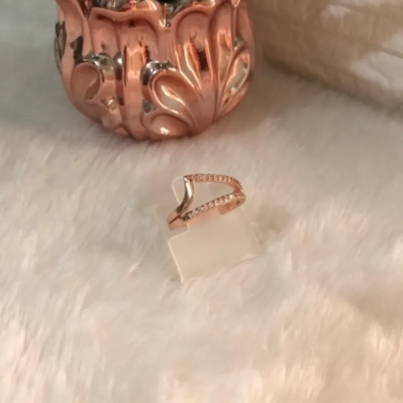 Anel Duas Linhas Cravejada Banhada a Ouro 18k