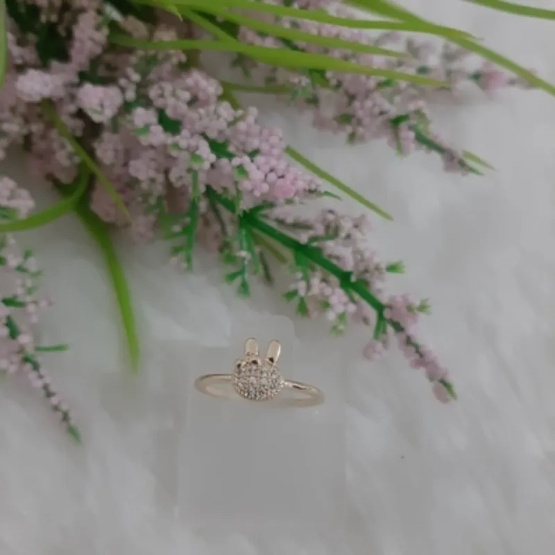 Anel Falange Coelho Cravejado Banhado a Ouro 18k