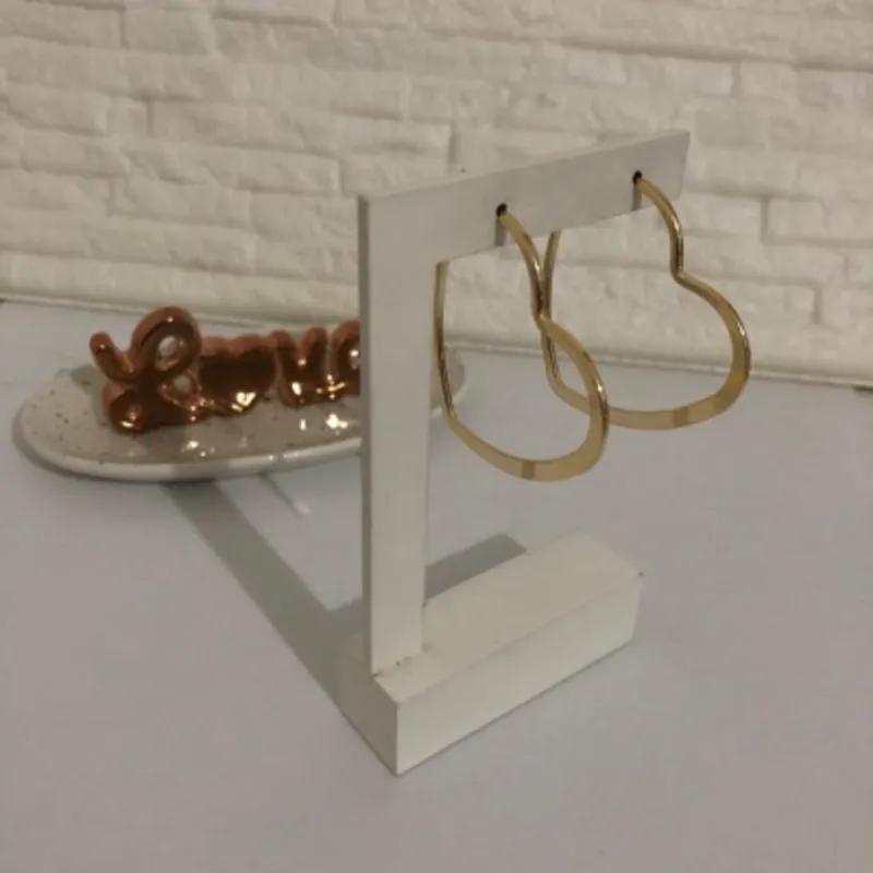 Brinco Argola Coração Achatado Banhado a Ouro 18k