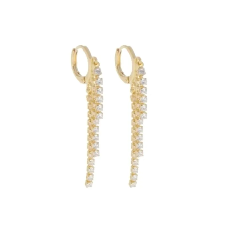 Brinco Argolinha Click com 3 fios Rivieras Banhado a Ouro 18k