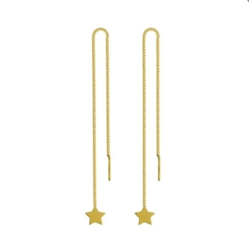 Brinco de Corrente Veneziana com Estrela Banhada a Ouro 18k