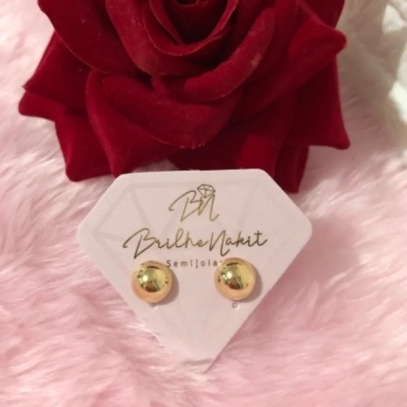 Brinco Dourado Meia Bola Lisa P