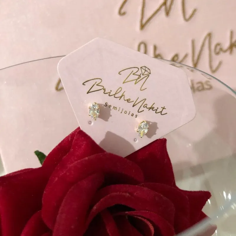 Brinco Infantil Mini Gota Cristal Banhado a Ouro 18k