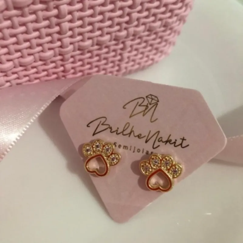 Brinco Infantil Patinha Dog Banhada a Ouro 18k