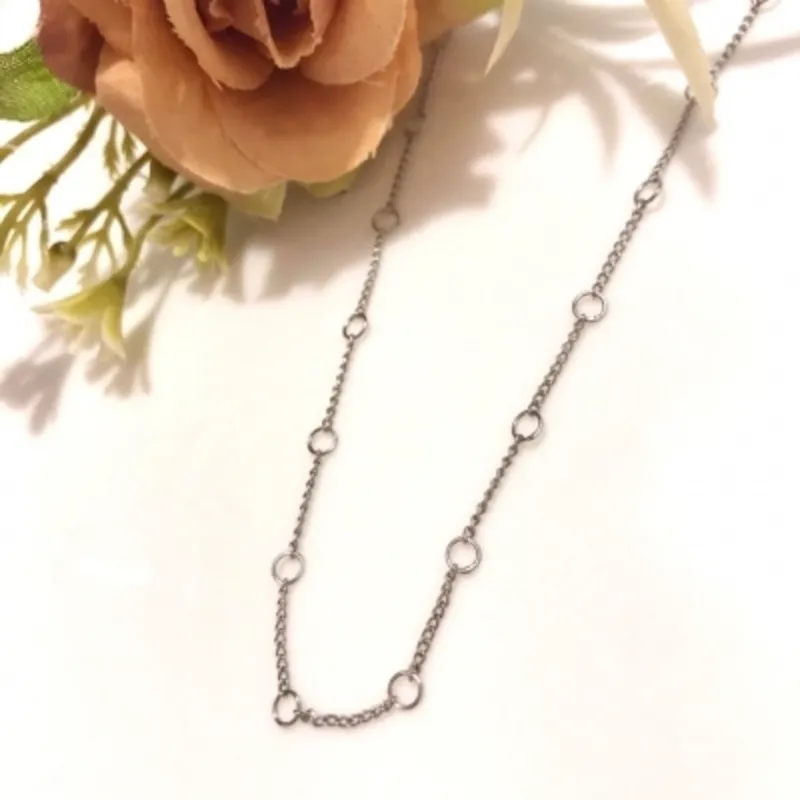 Choker Mini Circulo 30cm + 10cm Extensor Banhado a Ródio Branco