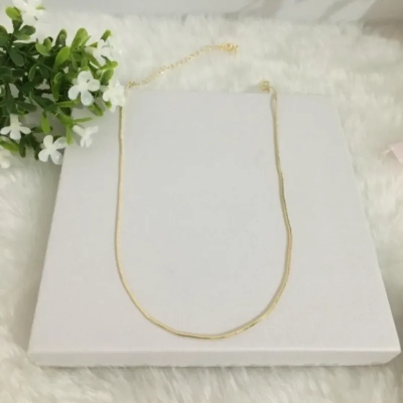 Choker Rabo de Rato Diamantada (1mm) 30cm + 10cm Extensor Banhado a Ouro 18k