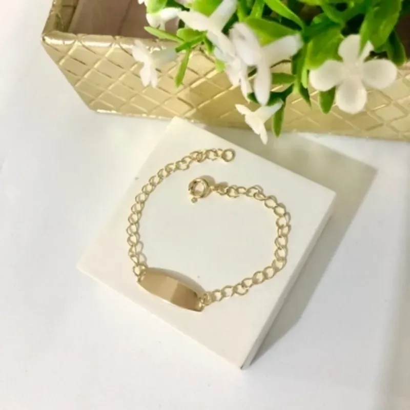 Pulseira Infantil Plaquinha Banhada a Ouro 18k