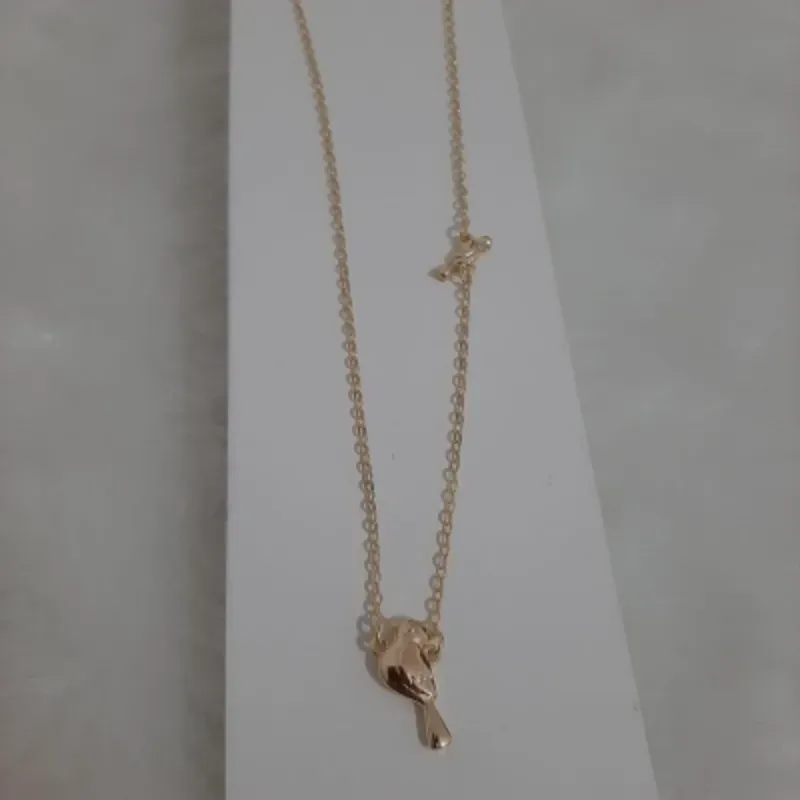 Colar Dois Passarinhos 45cm Banhado a Ouro 18k