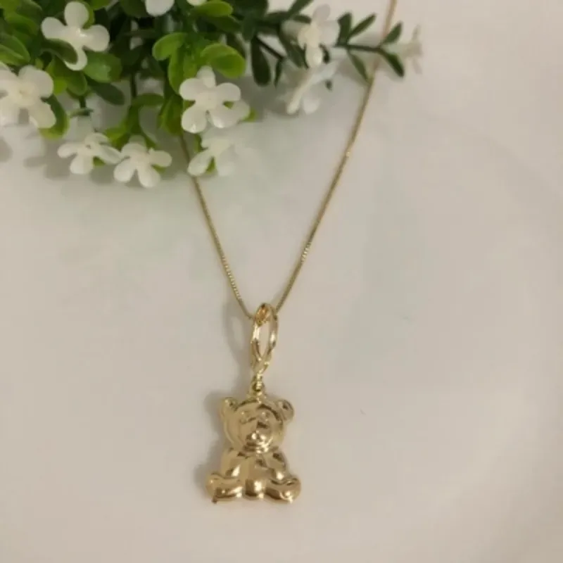 Colar Ursinho 50cm Banhado a Ouro 18k