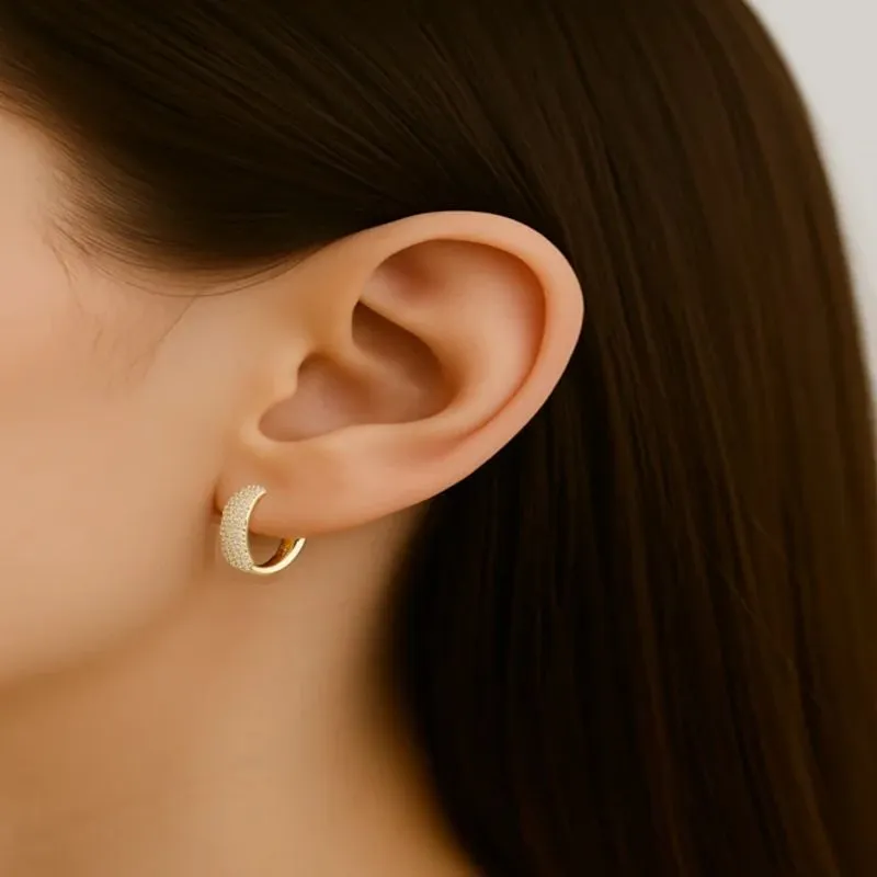 Brinco Argolinha Craquelada Banhada a Ouro 18k