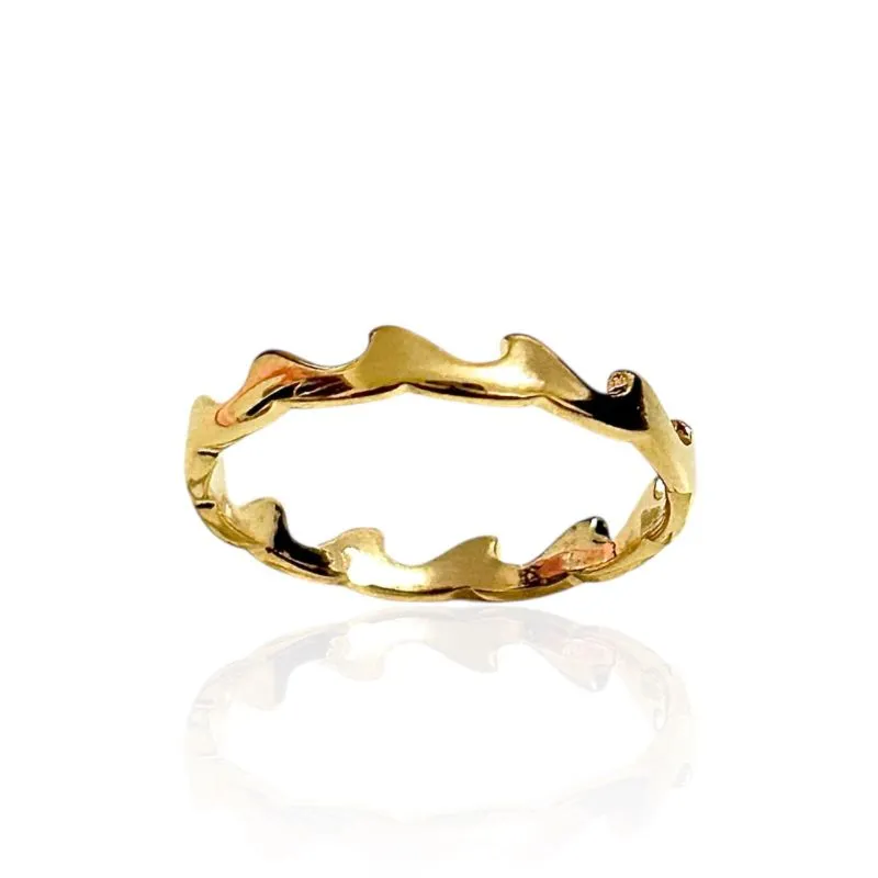 Anel Coroa Banhado a Ouro 18k