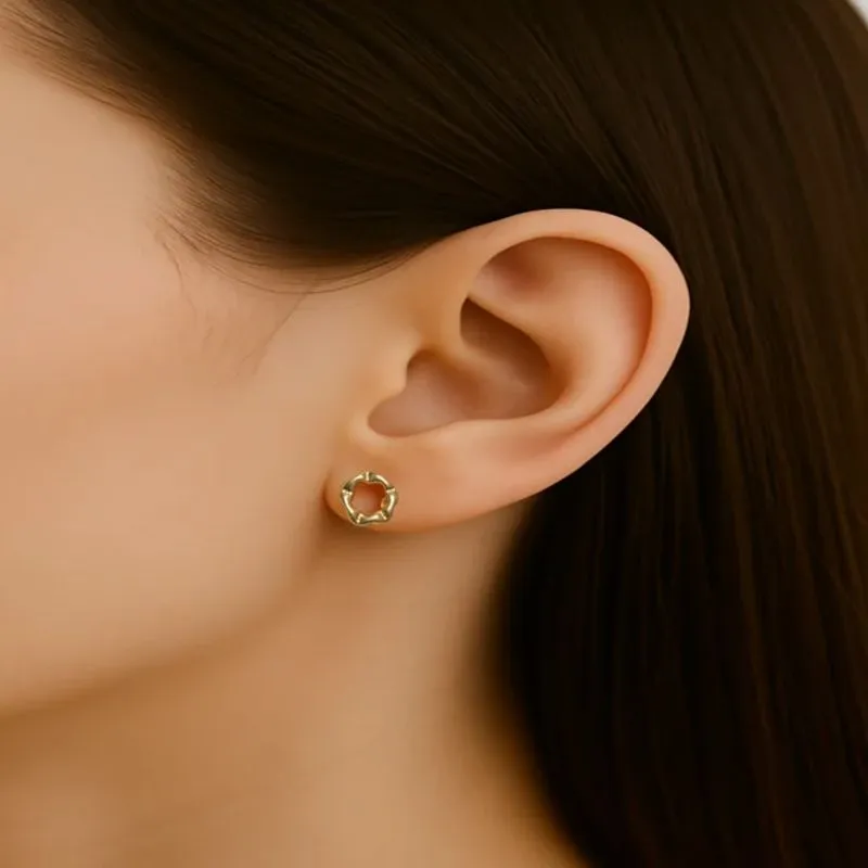 Brinco Pequeno Circulo Trabalhado Banhado a Ouro 18k