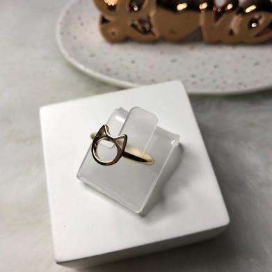 Anel Gato Banhado a Ouro 18k