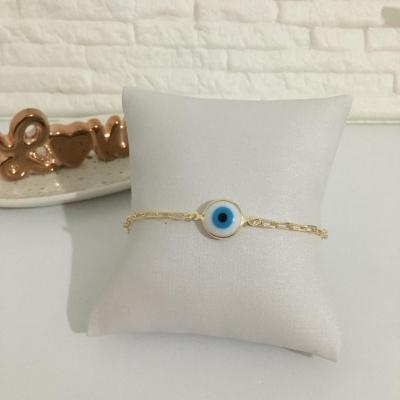 Pulseira Cartier com Olho Grego Central 16cm + 5cm Banhado a Ouro 18k