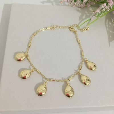 Pulseira com Pingentes Afeto e Paixão 18cm + 5cm Banhada a Ouro 18k