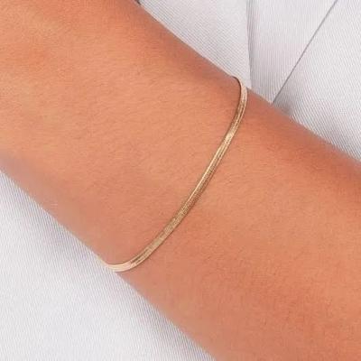 Pulseira Fita Fina Lisa 17cm + 5cm Banhada a Ouro 18k