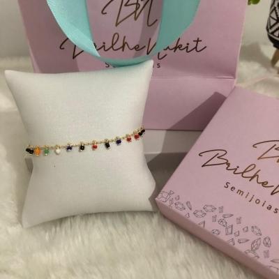 Pulseira Mini Color 16cm + 5cm Banhada a Ouro 18k
