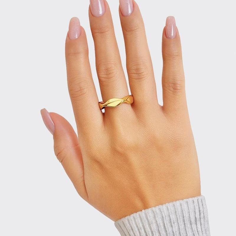 Anel Ajustável Design Orgânico Banhado a Ouro 18k