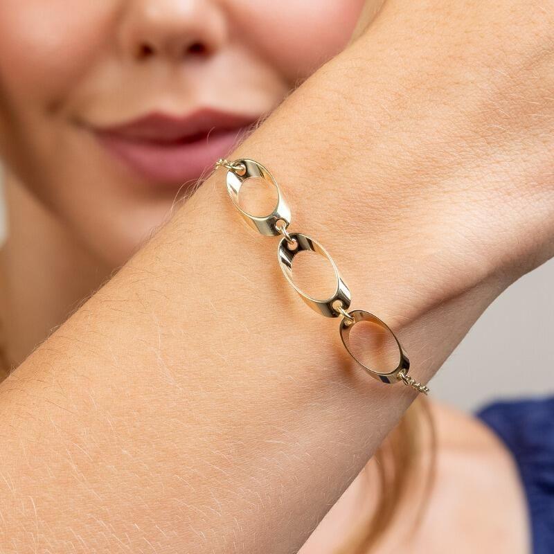 Pulseira com Três Elos 16cm Banhada a Ouro 18k