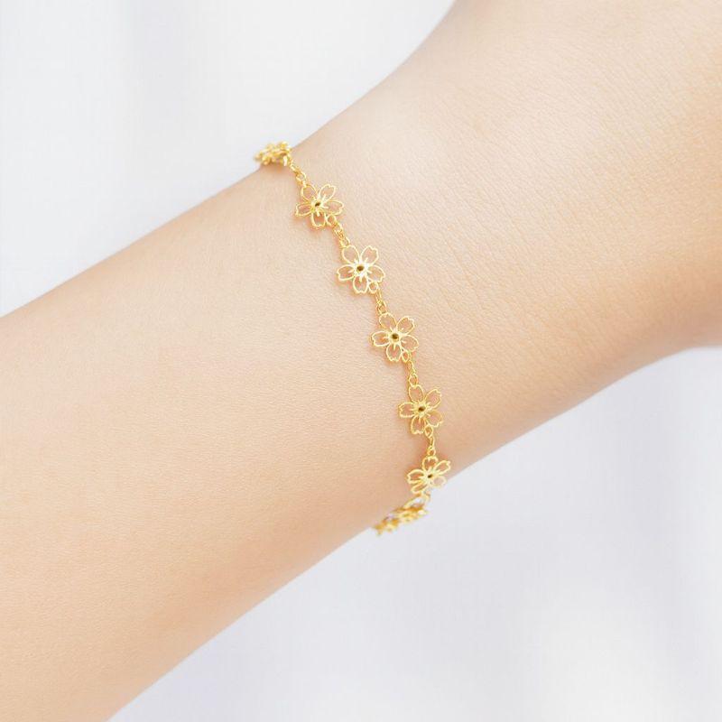 Pulseira Elos Flor Vazada 16cm+5cm Banhada a Ouro 18k