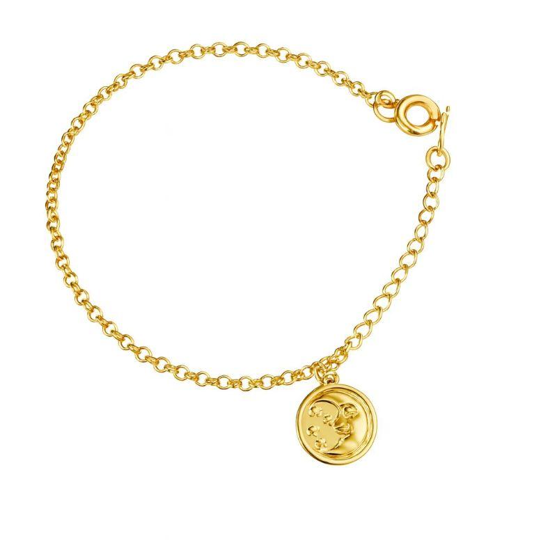 Pulseira Infantil Elo Português com Pingente Lua 12cm + 3cm Extensor Banhado a Ouro 18k