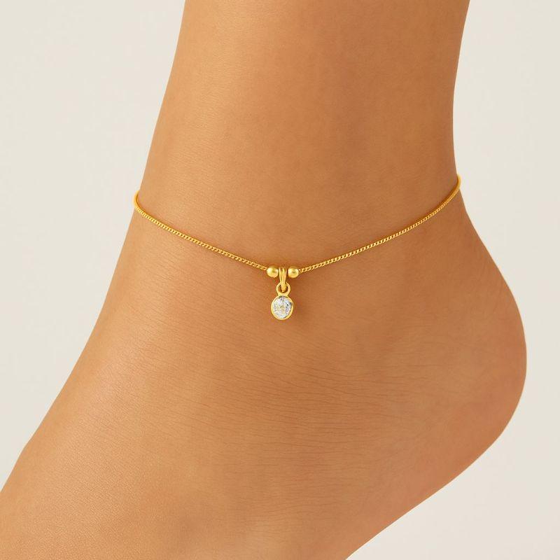 Tornozeleira Pontinho de Luz 23cm + 5cm Extensor Banhada a Ouro 18k