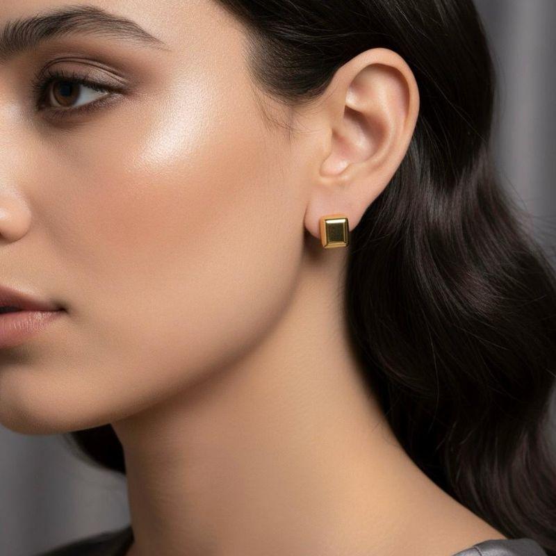 Brinco Losango Riscado Banhado a Ouro 18k