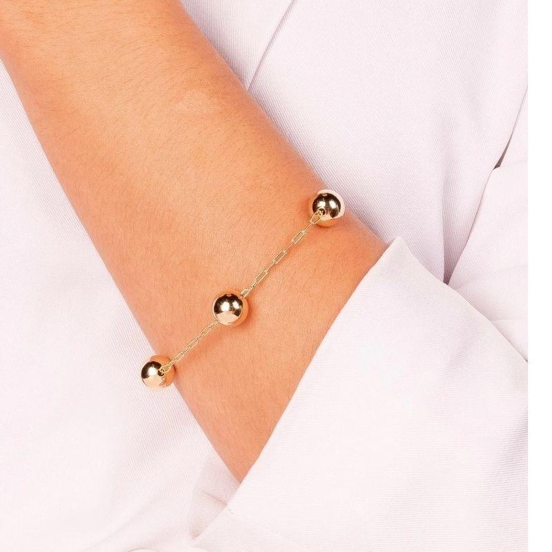 Pulseira Delicada com Bolas 19cm Banhada a Ouro 18k